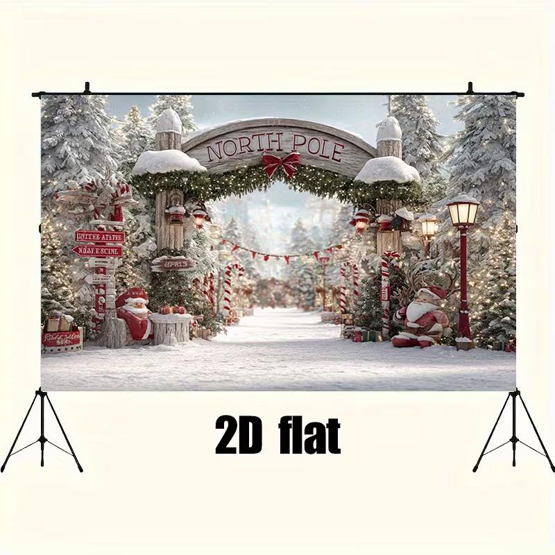 2D North Pole Christmas Backdrop, Santa s Entrance Photography Background 47.2x31.5inch/120*80cm