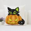 Housse de coussin décorative d'Halloween Chat Citrouille Adaptée pour Maison Salon Canapé Chambre Chambre Housse d'oreiller décorative