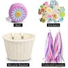 Kids Bike for Banner Set, Bicycle Handlebar Wicker Basket with Colors and Bike Bells and Decals, Boys Girls Bike Decorat