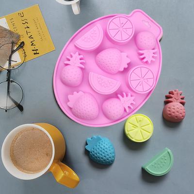 3D Fruit Silicone Mold Pineapple Strawberry Lemon Candy Chocolate Ice Cube Tray Wax Melts Crayon Cake Decoration Cupcake Topper