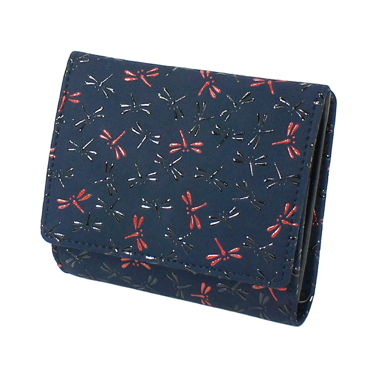 

Inden box type coin dragonfly tamno blue x black red lacquer 7527 [Indenya] двоскладний гаманець, портмоне, оленяча шкіра, нагомі, візерунок,