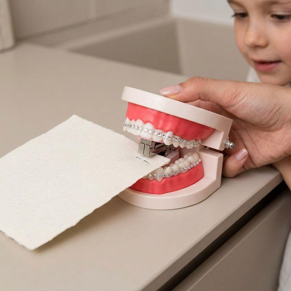 Plastic Denture Shaped Stapler Novelty Prank Mini Stapler Fake Teeth Model Decor Halloween Gift