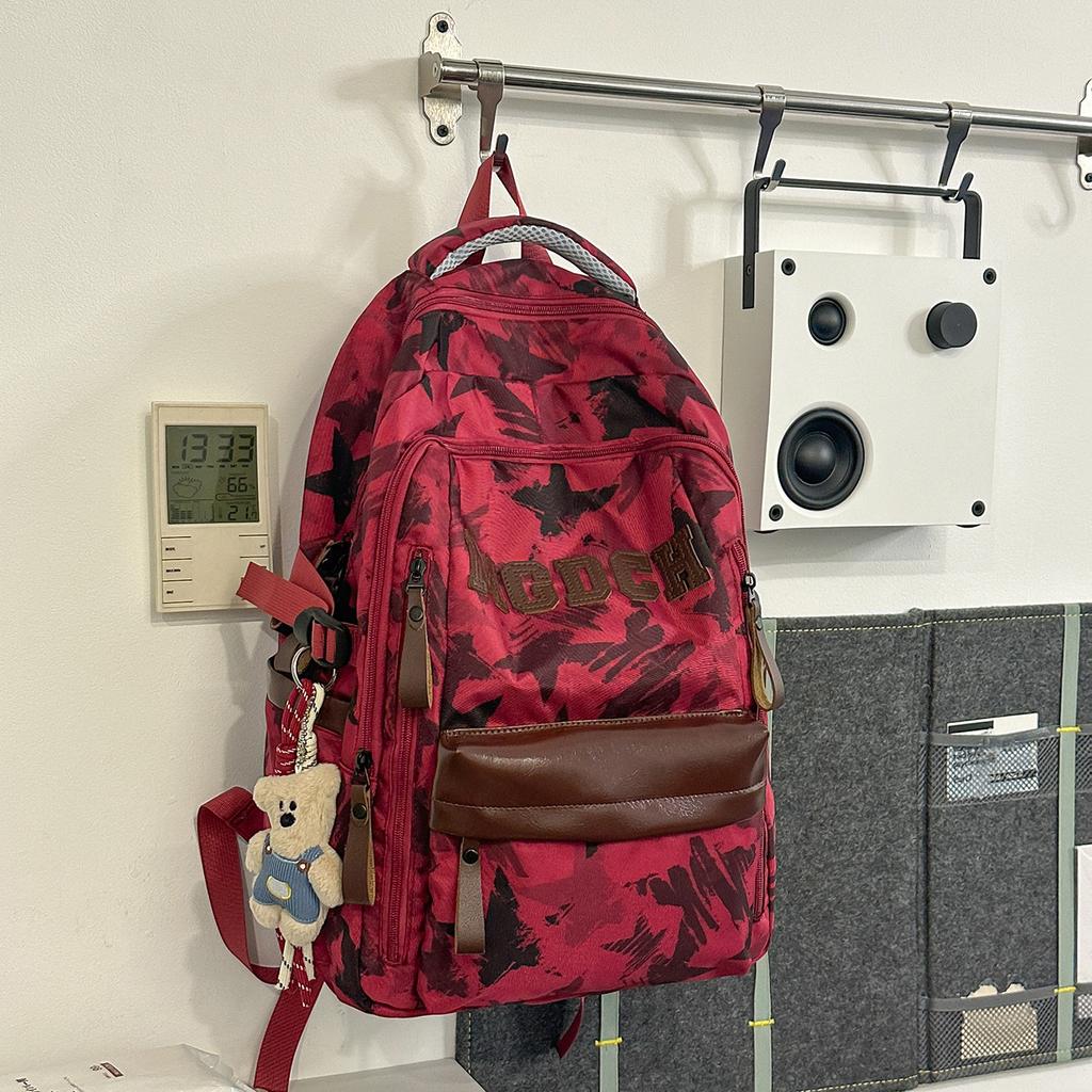Schoolbag new load-reducing large-capacity backpack college student leisure travel backpack commuter backpack tie-dye schoolbag computer