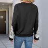 2025 New Autumn and Winter Pullover Tops Women's Lace Splicing Casual Round Neck Sweatshirt