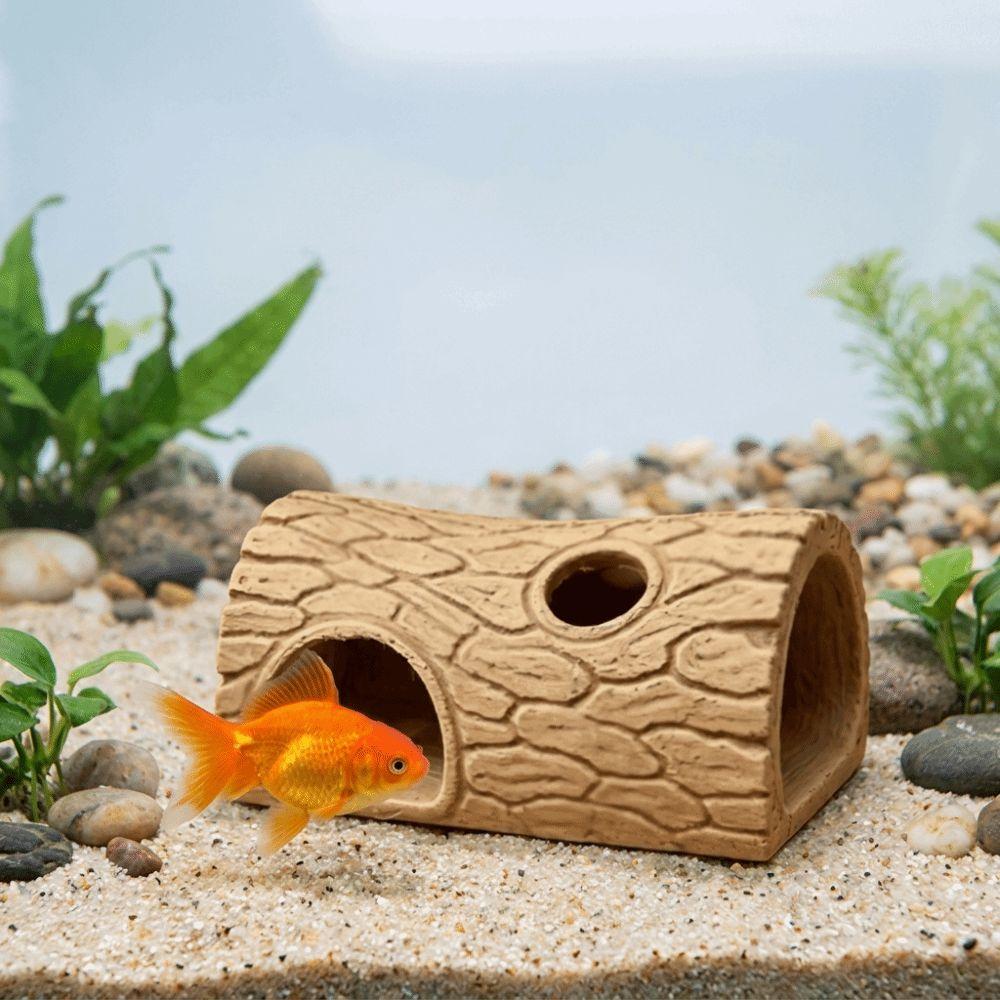 Tree Hole Shape Fish Hollow Shelter Plastic Reptile Shelter Reptile Hideout Cave Reptile Habitat