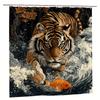 Japanese Shower Curtain Bathroom Decoration Style 1pc Tiger Including Shower Curtain and 12 Plastic Hooks, Bathroom Decoration