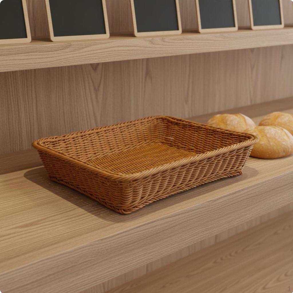 Rectangular Woven Fruit Basket Large Capacity Imitation Rattan Easy To Clean Bread