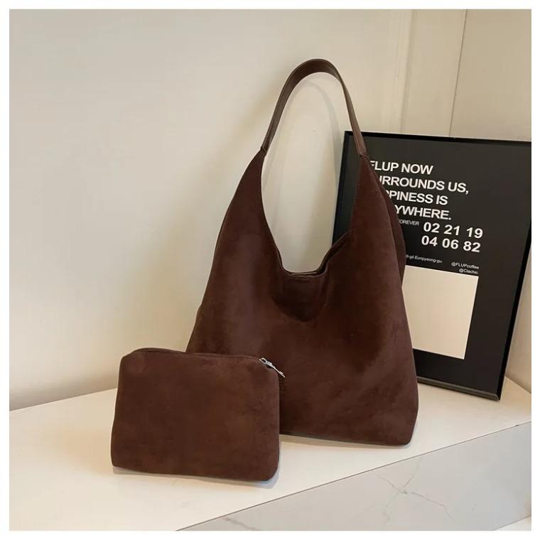 

Роскошная ретро-сумка-тоут из замши для женщин, модная большая вместительная сумка через плечо для поездок на работу, осень-зима, простые универсальные сумки