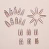 30pcs Long Almond Stiletto False Nails French Sparkling Rhinestone Press On Nails Purple Love Heart Detachable French Nail Tips