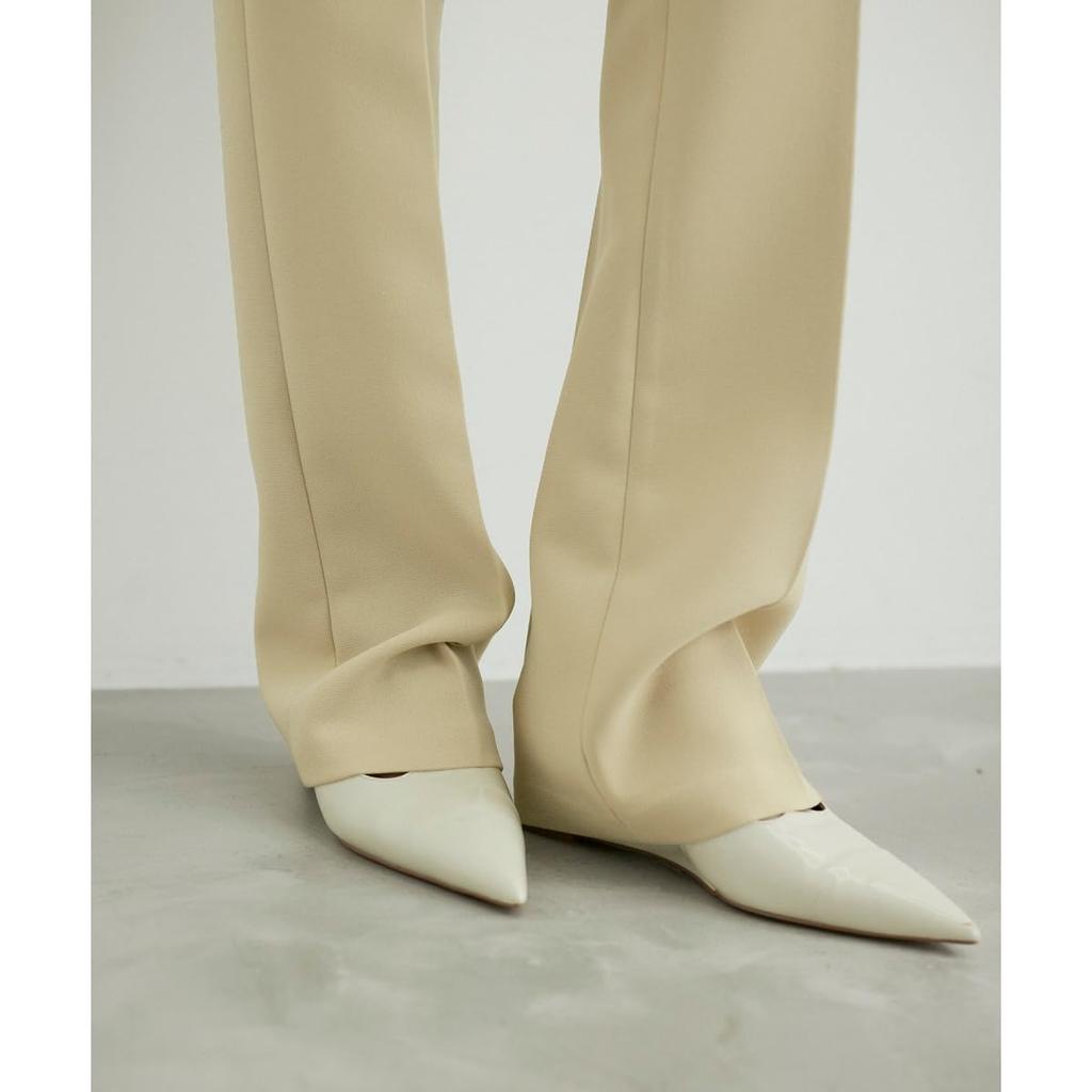 Et Rope Slacks Narrow Center Press Pants Black [Adam Femme] [Sustainable Stretch] Women's (01)