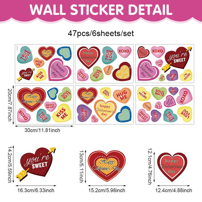 Valentine Heart Window Sticker Colorful Love Glass Decal Static Cling Romantic Holiday Decor Home Party Decoration