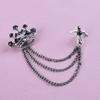 Men's Brooch Pin with Chain, British Crown Cross Angel Lapel Pin, Rhinestone Suit Badge with Tassel Chain for Men, Formal Wedding Party Suit Jacket