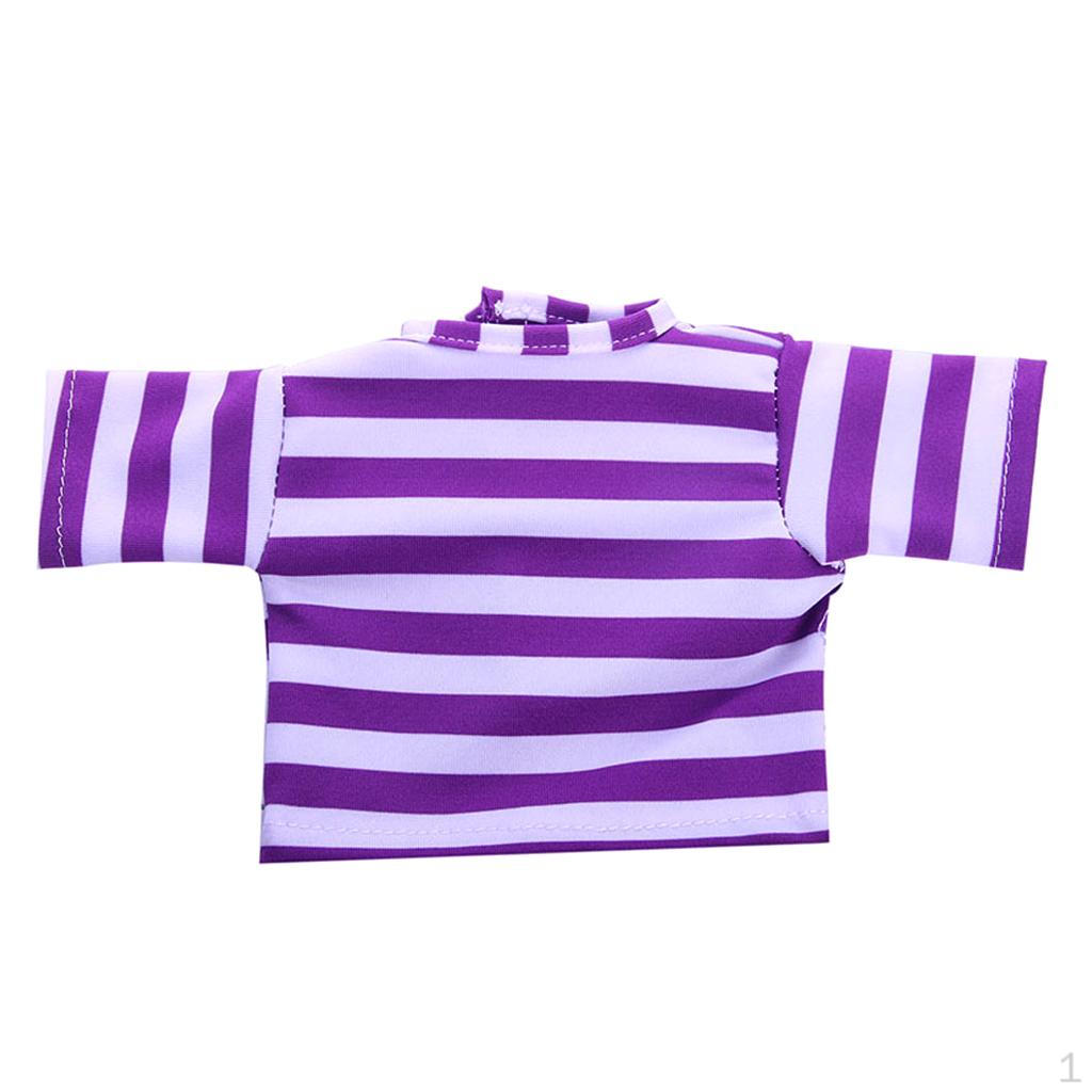 

Cute Dolls Striped Tshirt Top For 17inch Doll Accessories purple