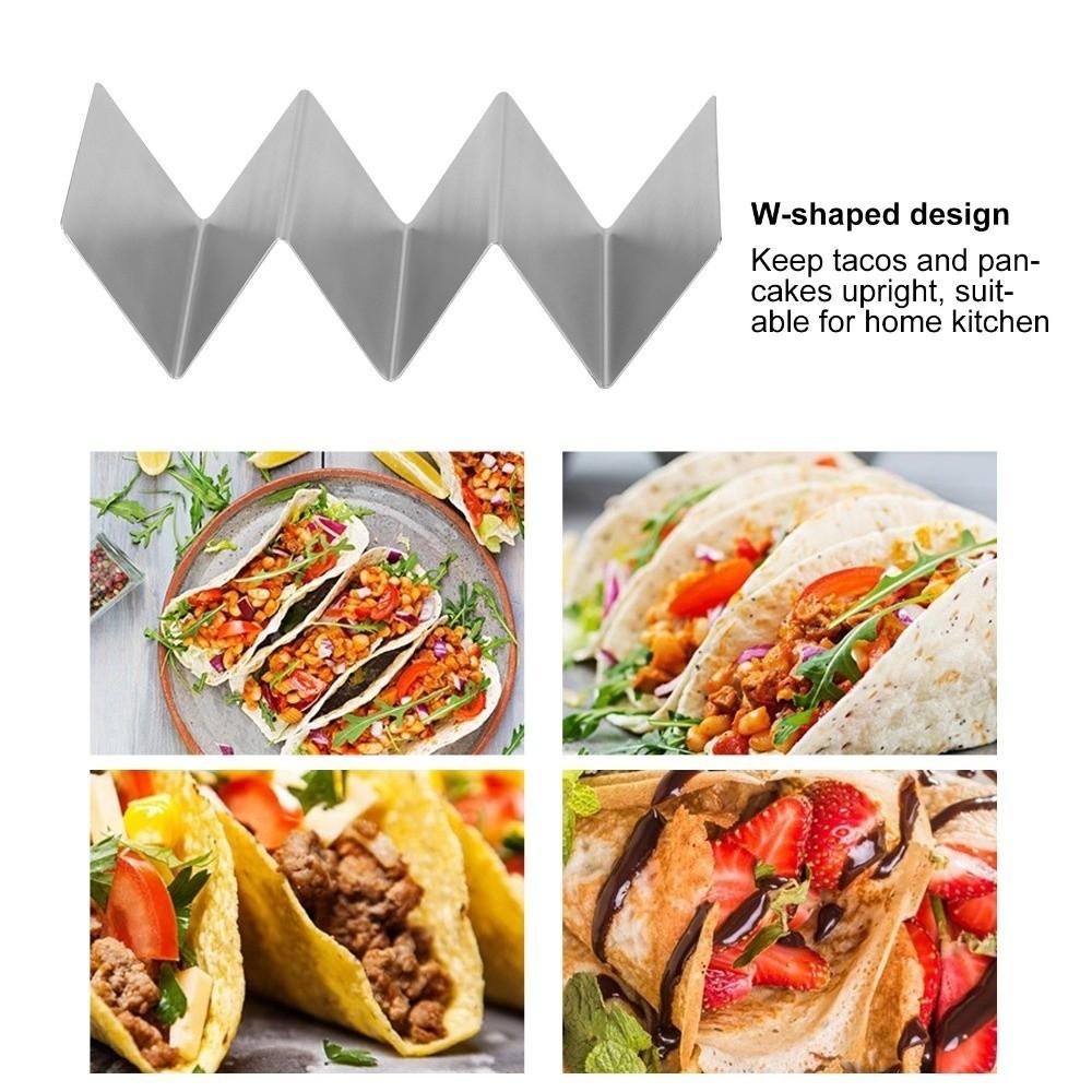 6pcs W Wavy Shape Taco Holder Stand Stainless Steel Baked Taco Rack  Table Presentation