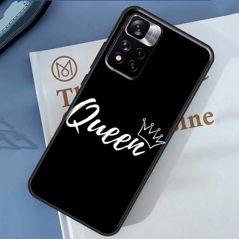 Crown QUEEN & KING Couples Case For Xiaomi Redmi 13C 10C 12C 14C Redmi Note 14 13 Pro 12 11 9 10 9S 10S 11S 12S Cover