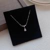 S999 Sterling Silver Zircon Water Drop Necklace – Elegant Light Luxury Clavicle Chain for Women