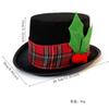New Christmas Tree Top Hat Ornament Decoration Snow Man Headwear Wide Brim Fedora Hat Red Plaid Berry Hat Cosplay Party Dress Up