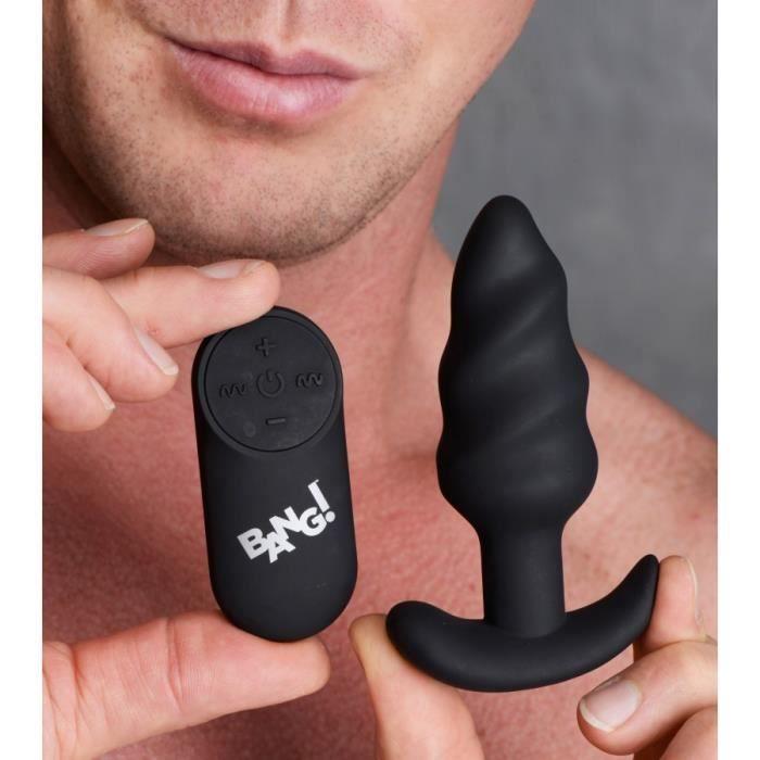 Sextoy - Bang! - Plug vibrant Swirl Vibes - 21 vibrations - 9cm insérable - Silicone noir