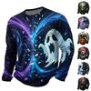 Men's Halloween Print Long Sleeve Neck T-Shirt for Holiday Party