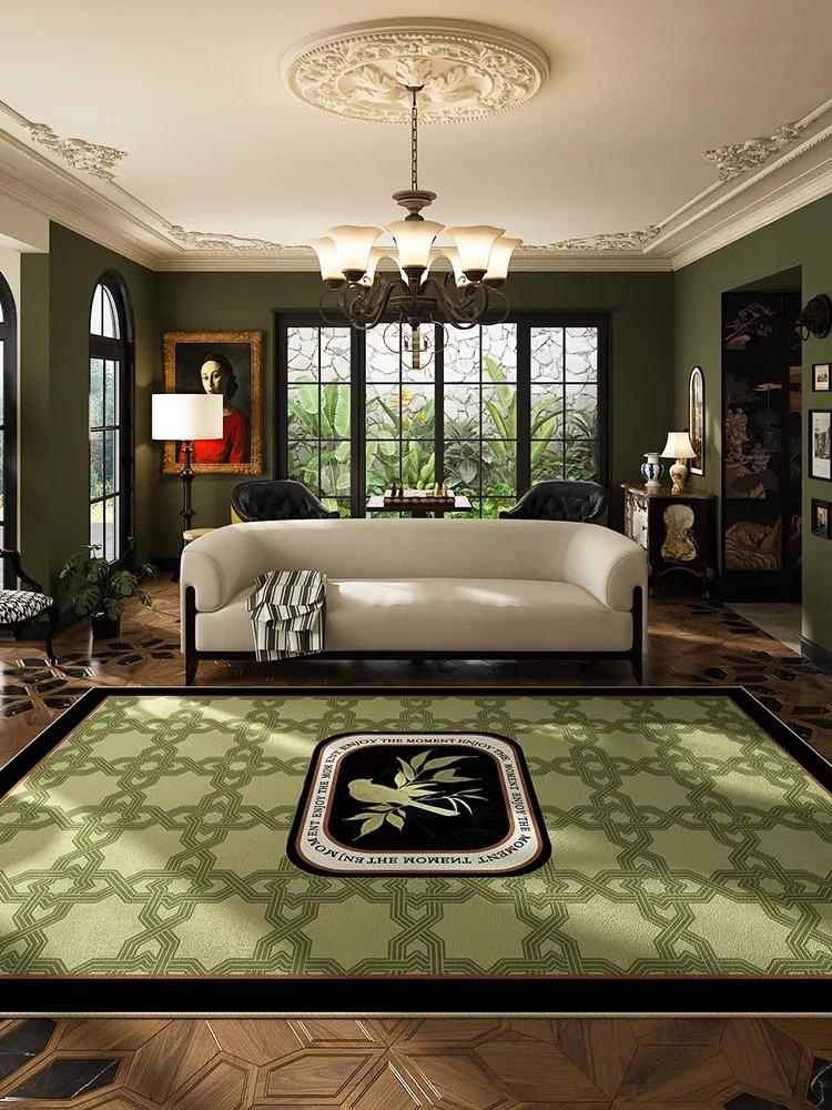 

American Farmhouse Floral Area Rug for Living Room Bedroom Green Non-Slip Dirt-Resistant Floor Mat Home Decor 80x120cm