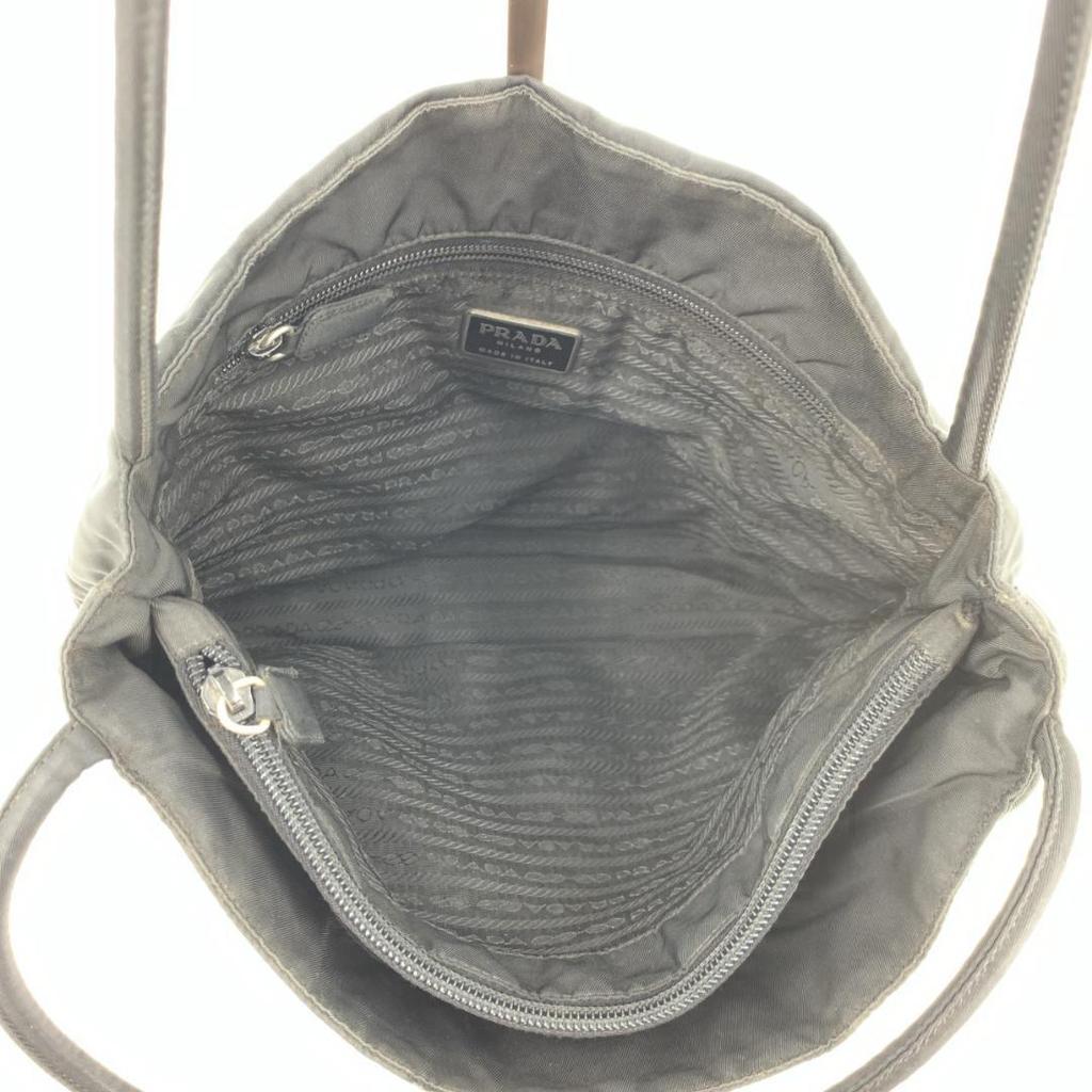 PRADA Tessuto Nylon Handbag Tote Bag Semi One Shoulder Arm Black Triangle Logo Plate Women's White Tag