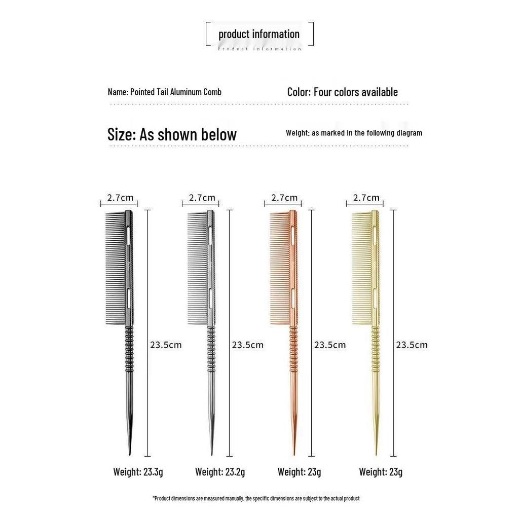 Anti-static Aluminum Tail Comb for Professional Hairdressing and Highlighting