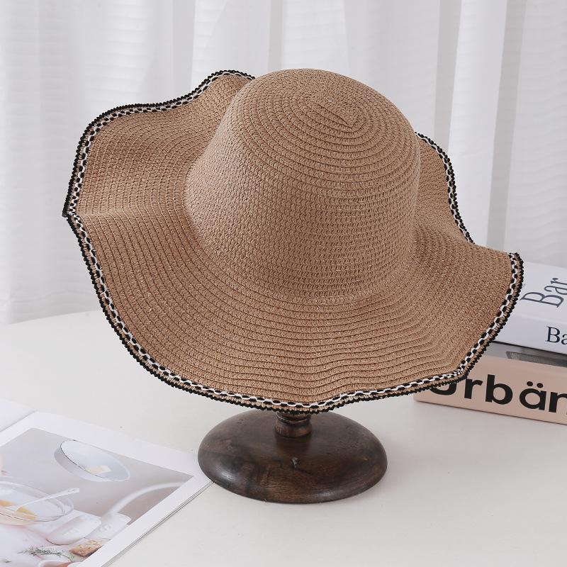 French Big-Brimmed Straw Visor Women'S Summer Sun Protection Sun Hat Seaside Outing Wide-Brimmed Bucket Hat Fashionable And Versatile