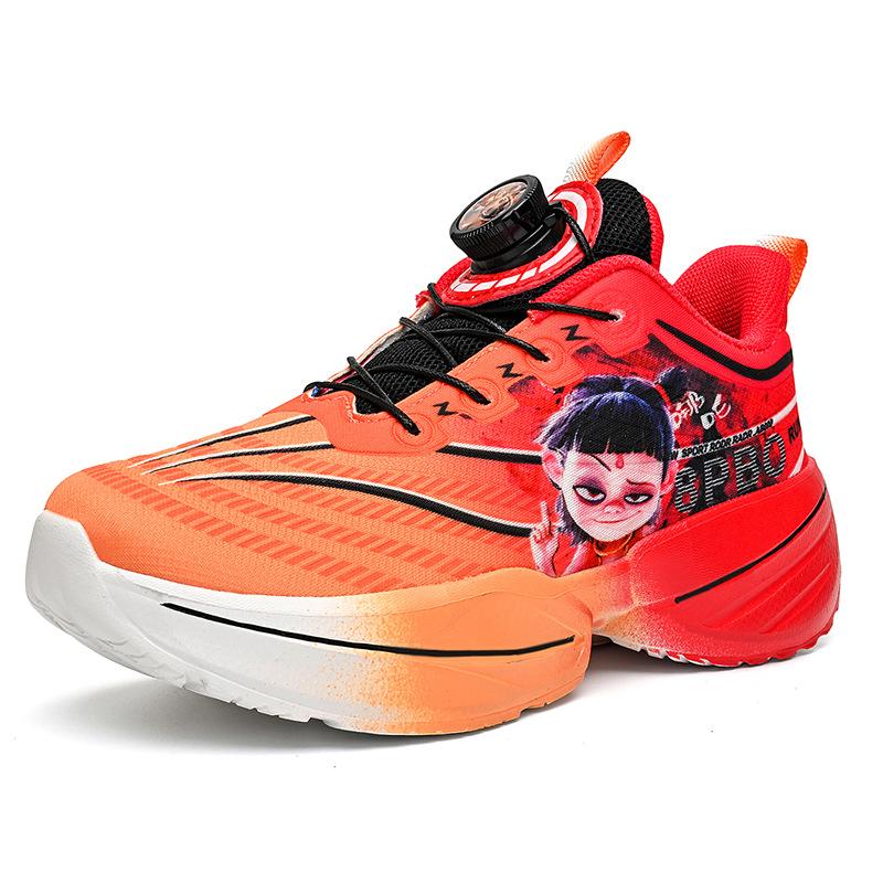 Nezha Classmate Mesh Breathable Rotating Buckle Children's Sports Shoes Youth Running Shoes Spring and Summer Basketball Shoes