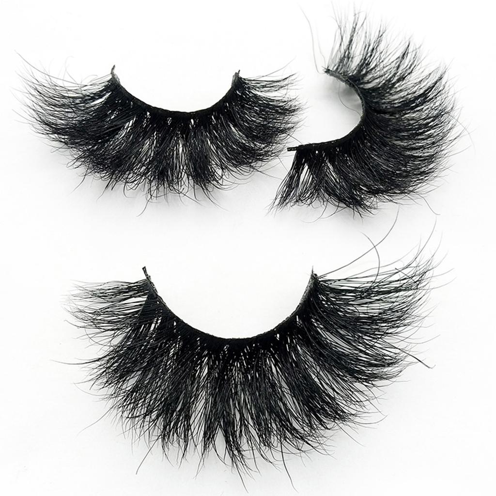25MM False Eyelashes Dramatic Volume 3D Mink Lashes Long Thick Soft Reusable 1 Pair Faux Lashes Natural Look