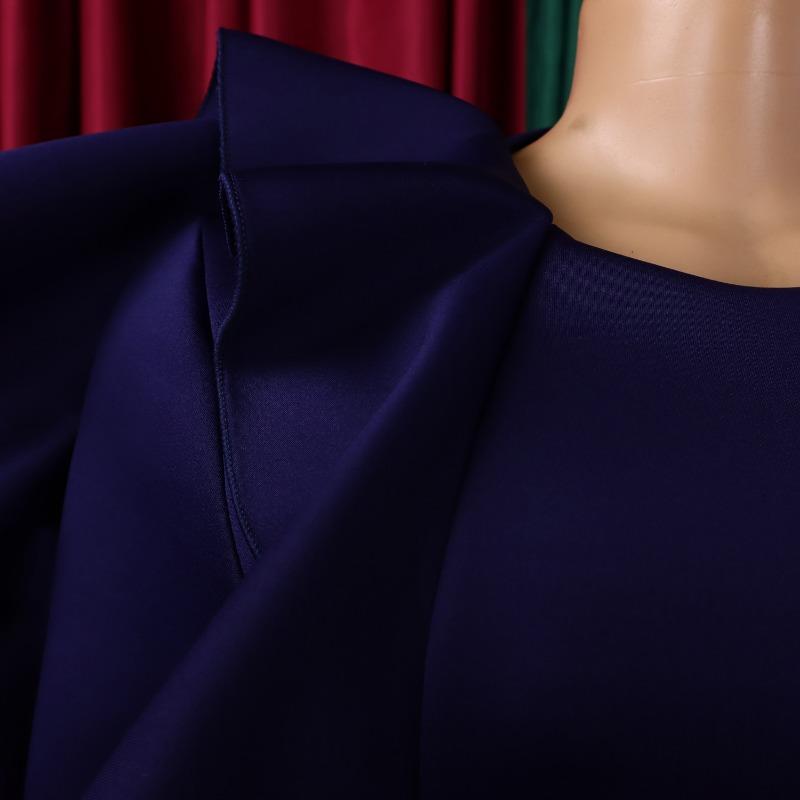 Women Elegant Solid High Waist Ruffle Square Neck Bodycon Midi Dress