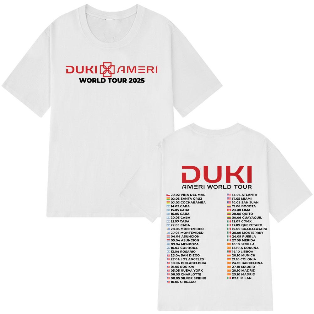 2025 Summer Rapper Duki Ameri World Tour Men Women 100% Pure Cotton Printed T-shirt Oversized Harajuku Streetwear Man T Shirts