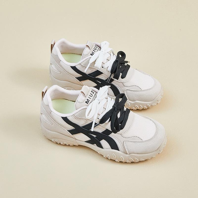 Silver German Training Shoes Women's Inner Height Increase Lace Pearl Spring and Summer Small Mesh Casual Sports Forrest Gump Shoes