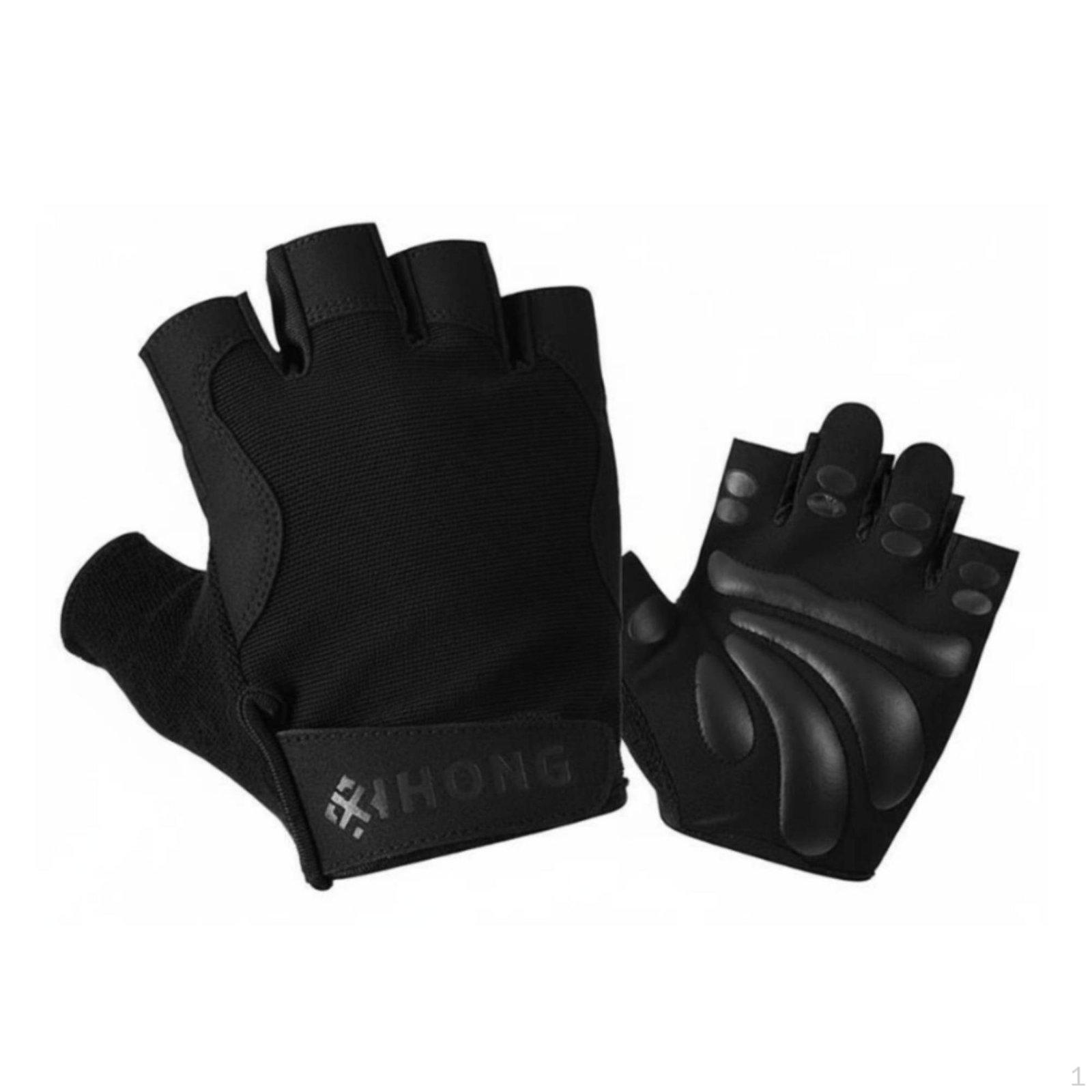Padded Weightlifting Gloves Shock Absorbing Half Finger Gym Wear Resistant Training M