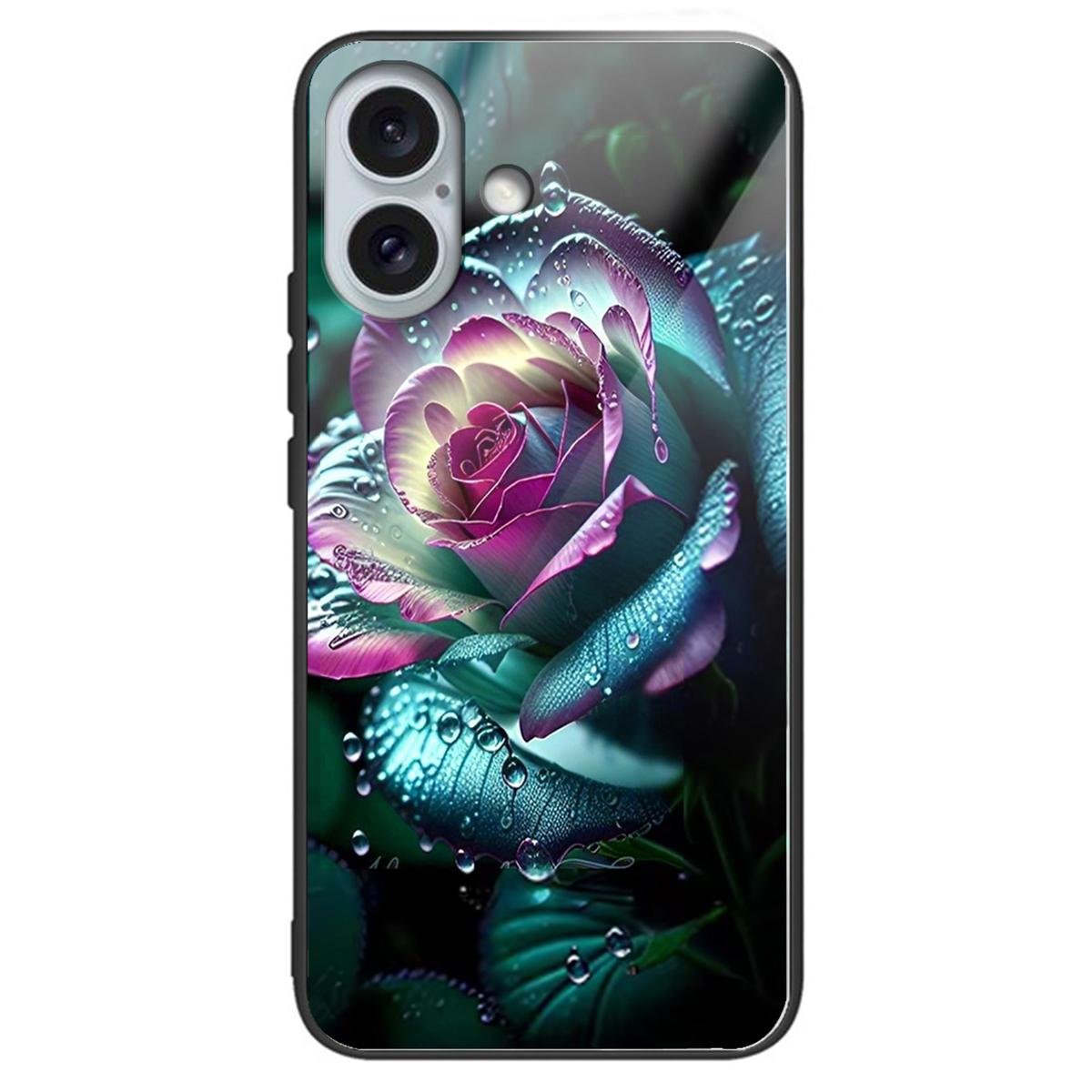 

For iPhone 16 Case Tempered Glass TPU Drop-Proof Phone Cover Pattern Printing Style J