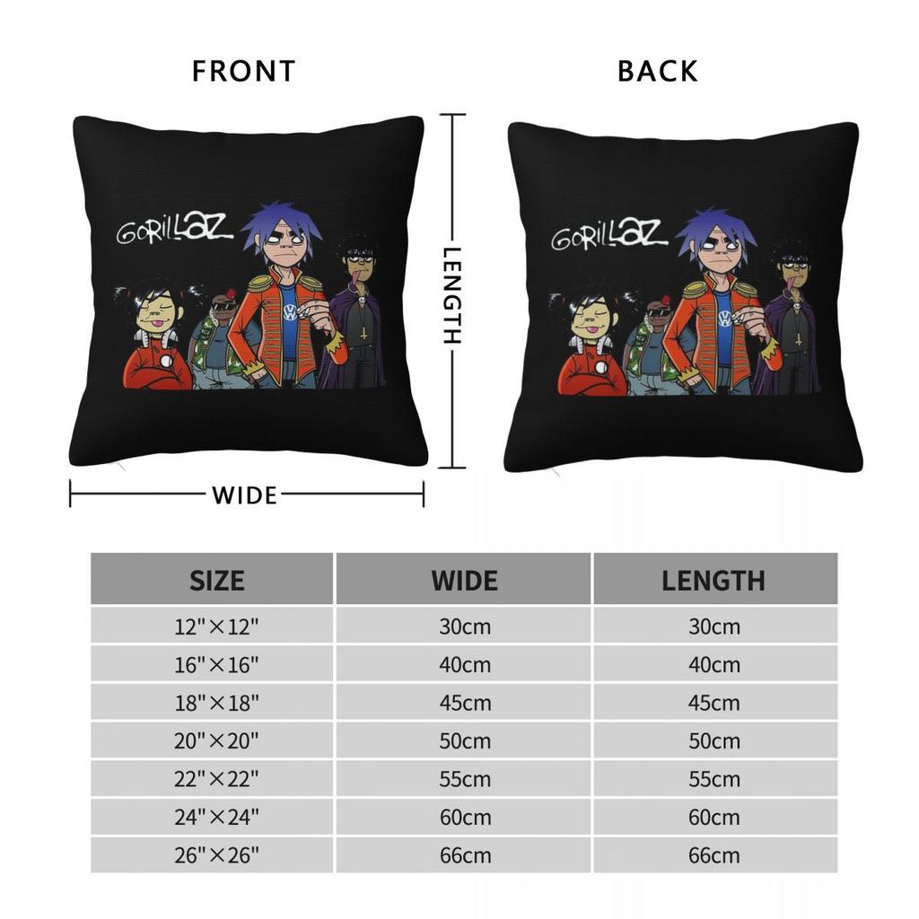Gorillaz Square Pillowcase Pillow Cover Cushion Throw Pillow for Home Bedroom Car