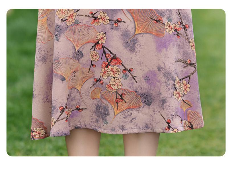 Rochie nouă de vară din șifon pentru femei de vârstă mijlocie 2025: Fustă elegantă midi cu mâneci scurte