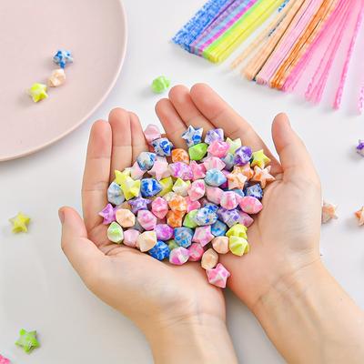 Paski papieru do origami gwiazdek 630 arkuszy ręcznie robione 3 style 210 wzorów serca, miłości, gwiazd DIY zestaw do rękodzieła szczęśliwej gwiazdki