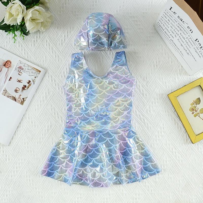 2023 Summer Girls' European Mermaid One-Piece Swimsuit Dress