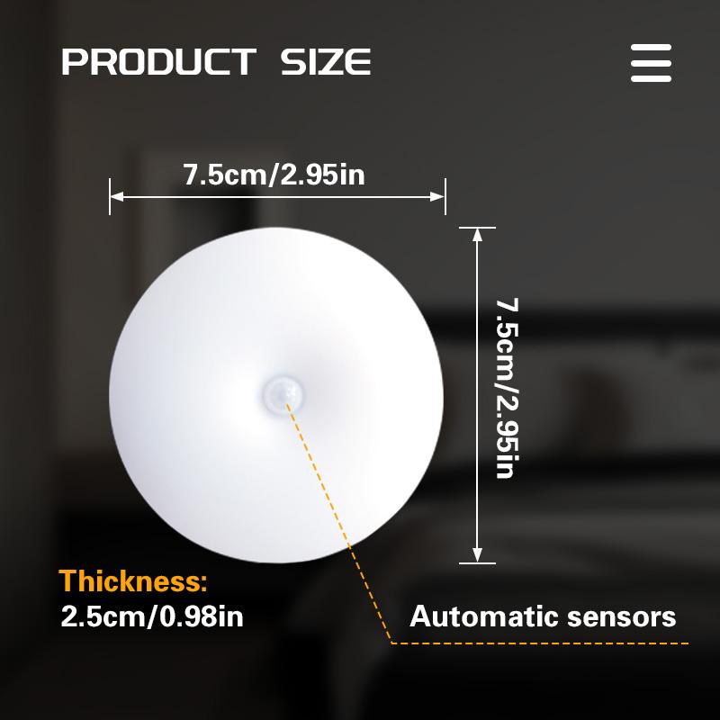 3/1pcs Smart Motion Sensor Night Light Warm/Cool White LED Cabinet Light USB Rechargeable for Bedroom Stairs Cabinets Wardrobes