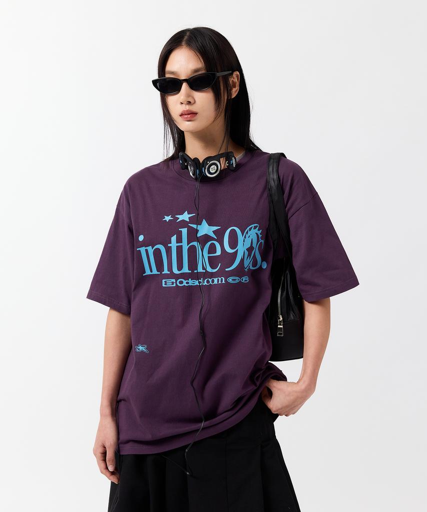 ODDSTUDIO In The 90S Graphic Oversized T-Shirt - Dark Purple