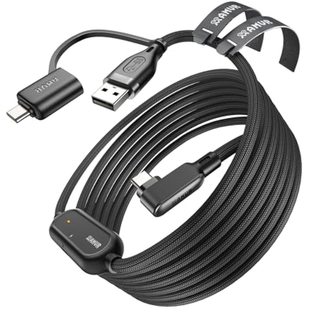AMVR 5M Fast Charging Link Cable Compatible with Quest3S/Quest3/Quest 2/Pico 4/Pico 4 Ultra L Sha...