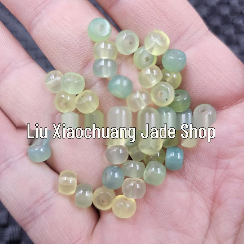 Yanyuan Agate Barrel Beads: Yellow-Green Chalcedony Jade Spacer Ornaments
