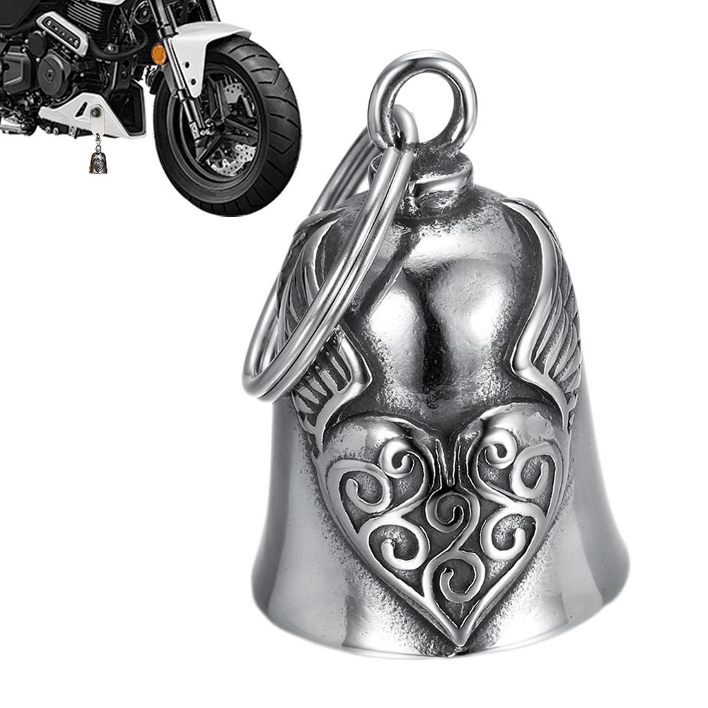 Motorradglocke Engelsflügel Glockenanhänger Reiten Glücksbringer Schlüsselanhänger Halskette Zubehör Biker Rock Party Exorzismus Schmuck