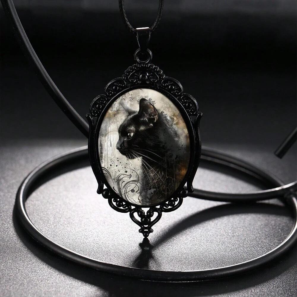Pendant Gothic Black Cat Set, Necklace
