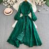 French style Elegant Water Soluble Flower Hollow Embroidery Dress Pettiskirt Lace Waist Hugging Temperament Fairy Holiday Style Long dress