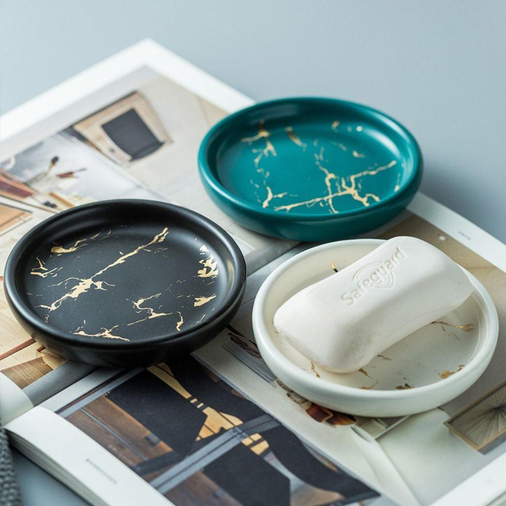 Lehká luxusní keramická krabička na mýdlo Snadno omyvatelná Vysoce kvalitní podnos na mýdlo Kulatý tvar Mýdlenka Kuchyně