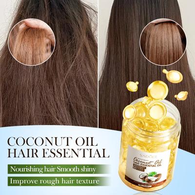 Pflegendes Kokosnussöl für das Haar, ätherisches Öl, Kokosnussöl, pflegendes, glattes Haar, ätherisches Öl in Kapselform, glättender Conditioner