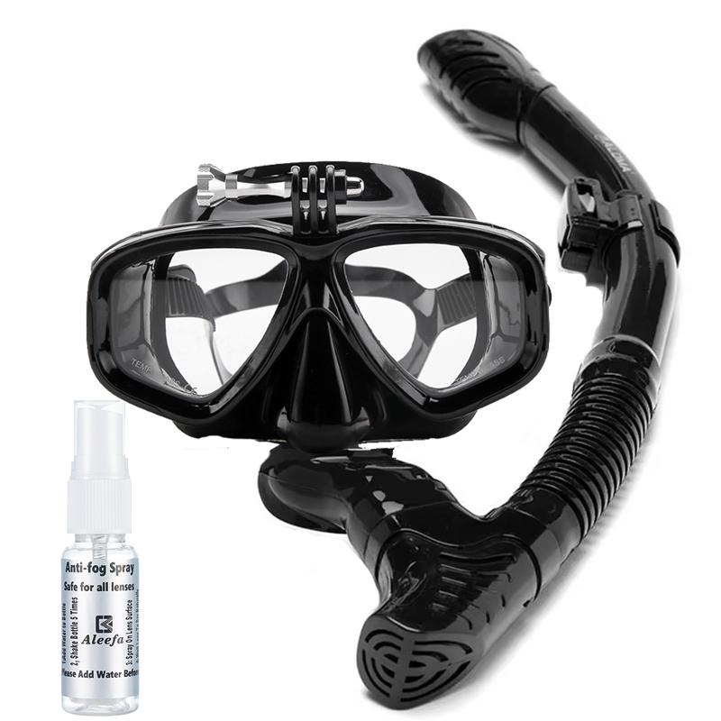 Myopia Diving Mask with Camera mount Snorkels Set myopic lenses Anti-Fog adult Diving Swimming Easy Breath Tube Snorkel Mask