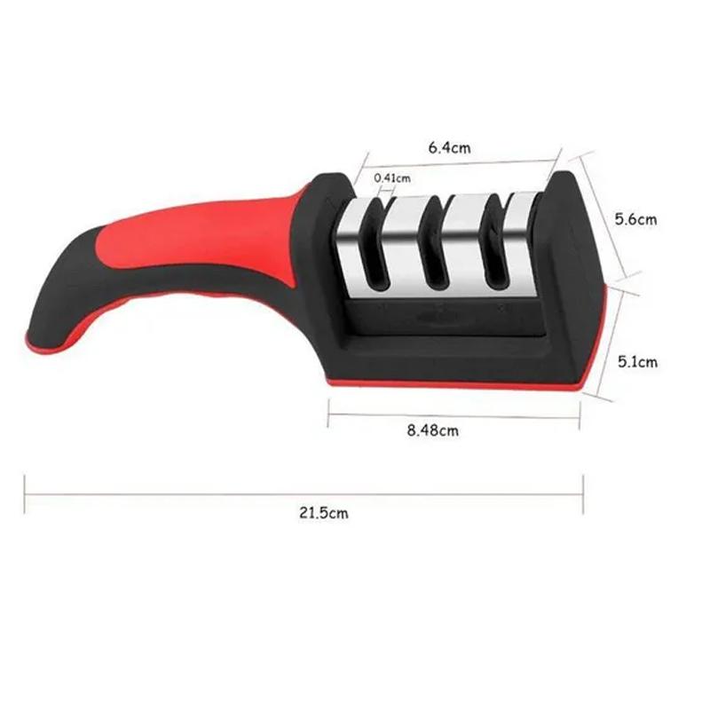 

Knife Sharpener Handheld Multi-function 4 Stages Type Quick Sharpening Tool Sharpening Stone with Non-slip Base for Kitchen common