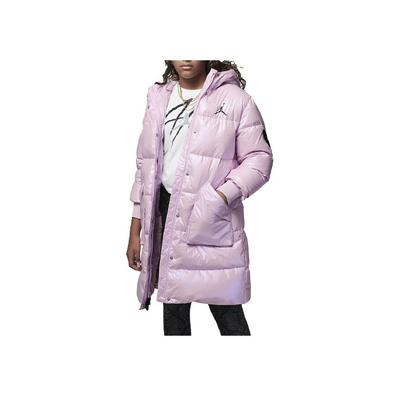 Pearlescent Mid-Length Hooded Down Jacket Kids Outerwear Pink FB0334-640